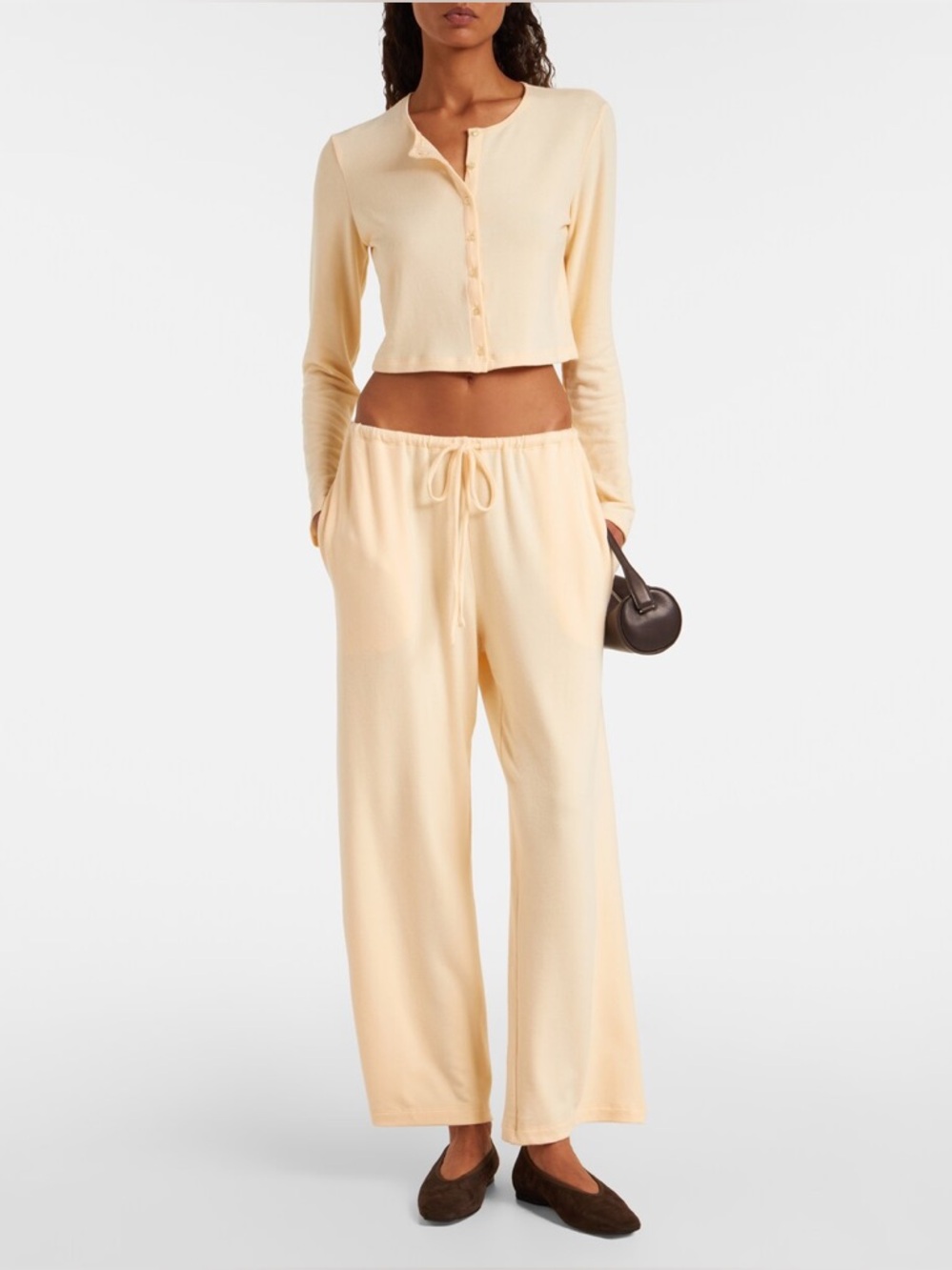LESET Lauren crop cardigan in vanilla